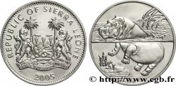SIERRA LEONE 1 Dollar Proof hippopotame 2005