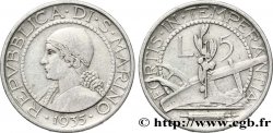 SAINT-MARIN 5 Lire portrait de femme / charrue 1935 Rome - R