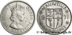 ÎLE MAURICE 1 Roupie roi Elisabeth II / blason 1971 Royal Mint Llantrisant