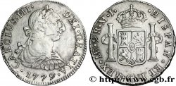 PÉROU 2 Reales Charles III tête laurée / écu aux colonnes 1779 Lima