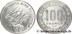 CONGO (RÉPUBLIQUE) Essai de 100 Francs type “Banque Centrale”, antilopes 1971 Paris