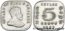CEYLON 5 Cents Edouard VII 1909 