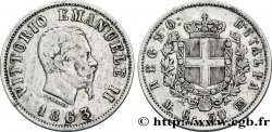 ITALIE 50 Centesimi Victor Emmanuel II type à l’écu 1863 Milan - M