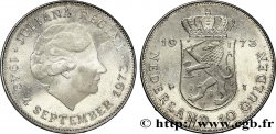 PAYS-BAS 10 Gulden 25e anniversaire de règne, reine Juliana Proof 1973 Utrecht