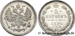 RUSSIE 5 Kopecks aigle bicéphale 1891 Saint-Petersbourg