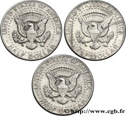 ÉTATS-UNIS D AMÉRIQUE Lot de 3 pièces de 1/2 Kennedy 1964