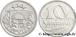 LETTONIE 10 Santimu emblème variété sans nom d’atelier 1922 Huguenin, Le Locle, Suisse