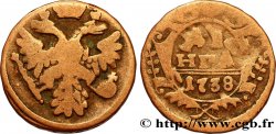 RUSSIE 1 Denga (1/2 Kopeck) aigle bicéphale 1738 Moscou ou Ekaterinbourg