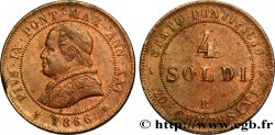 VATICAN ET ÉTATS PONTIFICAUX 4 Soldi (20 Centesimi) Pie IX an XXI 1866 Rome