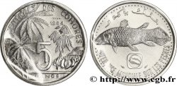 COMOROS Essai de 5 Francs poisson coelacanthe / cocotiers 1984 Paris
