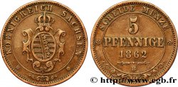 ALLEMAGNE - SAXE 5 Pfennige Royaume de Saxe, blason 1862 Dresde