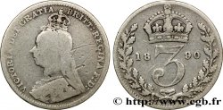 ROYAUME-UNI 3 Pence Victoria buste du jubilé 1890 