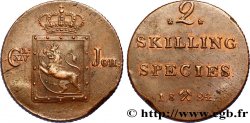 NORVÈGE 2 Skilling au nom de Charles XIV roi de Suède 1824 Kongsberg