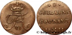 NORVÈGE 2 Skilling monogramme de Frédéric VI roi du Danemark 1811 Kongsberg