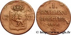 NORVÈGE 1 Skilling au nom de Charles XIII roi de Suède 1816 Kongsberg
