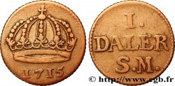SUÈDE 1 Daler Couronne au nom de Charles XII 1715