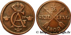 SUÈDE 1/2 Skilling monogramme du roi Gustave IV Adolphe 1802
