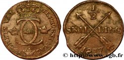 SUÈDE 1/2 Skilling monogramme du roi Charles XIII 1817