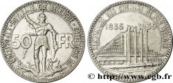 BELGIEN 50 Francs Exposition de Bruxelles et centenaire des chemins de fer belges, St Michel en armure 1935 