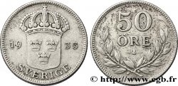 SUÈDE 50 Ore écu couronné - Gustave V 1935