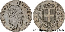 ITALIE 5 Lire Victor Emmanuel II 1873 Milan