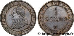 VATICAN AND PAPAL STATES 1/2 Soldo (2 1/2 centesimi) Pie IX an XXII 1867 Rome