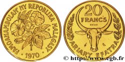 MADAGASCAR Essai de 20 Francs - 4 Ariary buffle / fleurs 1970 Paris