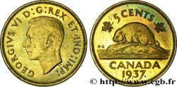 CANADA Essai de frappe 5 Cents Laiton Georges VI 1937 -