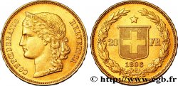 SUISSE 20 Francs or Helvetia 1896 Berne