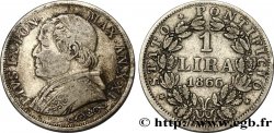 VATICAN ET ÉTATS PONTIFICAUX 1 Lire Pie IX type grand buste an XXI 1866 Rome