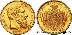 BELGIEN 20 Francs or Léopold II  tranche position A 1875 Bruxelles