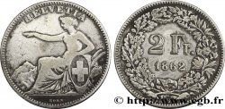 SUISSE 2 Francs Helvetia 1862 Berne - B