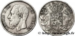 BELGIQUE 5 Francs Léopold II 1872