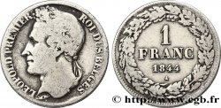BELGIQUE 1 Franc Léopold tête laurée 1844 
