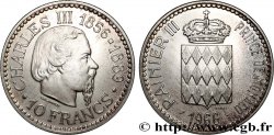 MONACO - PRINCIPAUTÉ DE MONACO - CHARLES III Essai de 10 Francs flan bruni  1966 Paris MS