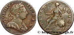 ROYAUME-UNI 1/2 Penny Georges III tête laurée / Britannia 1775 Londres