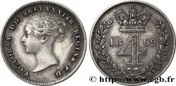 ROYAUME-UNI 4 Pence Victoria tête jeune 1862 Londres TTB