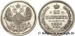 RUSSIE 20 Kopecks aigle bicéphale 1866 Saint-Petersbourg
