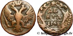 RUSSIE 1 Denga (1/2 Kopeck) aigle bicéphale 1748 Moscou ou Ekaterinbourg