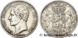 BELGIQUE 5 Francs Léopold Ier tête nue 1849