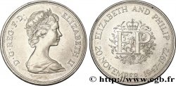 ROYAUME-UNI 25 New Pence (1 Crown) 25e anniversaire de mariage d’Elisabeth II 1972