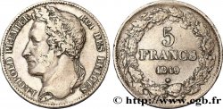 BELGIQUE 5 Francs Léopold Ier tête laurée 1849