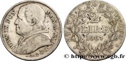VATIKANSTAAT UND KIRCHENSTAAT 2 Lire Pie IX 1867 Rome