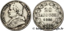 VATICAN ET ÉTATS PONTIFICAUX 20 Baiocchi Pie IX an XVIII 1864 Rome