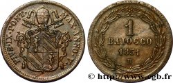 VATICANO Y ESTADOS PONTIFICIOS 1 Baiocco Pie IX an V 1851 Rome