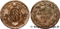 VATICAN AND PAPAL STATES 1/2 Baiocco au nom de Pie IX an IV 1849 Rome