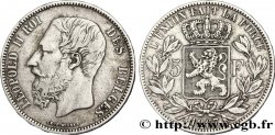 BELGIQUE 5 Francs Léopold II / écu couronné variété “F” avec point 1867
