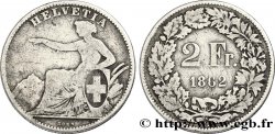 SUISSE 2 Francs Helvetia 1862 Berne - B
