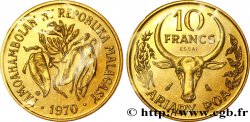 MADAGASKAR Essai de 10 Francs - 2 Ariary buffle / fleurs 1970 Paris