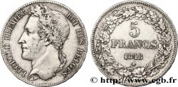BELGIQUE 5 Francs Léopold Ier tête laurée 1848